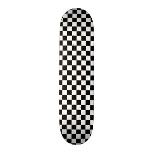 レトロブラック/ホワイトコントラストチェッカーボードパターン スケートボード