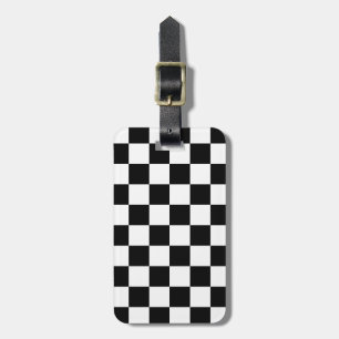 レトロブラック/ホワイトコントラストチェッカーボードパターン ラゲッジタグ