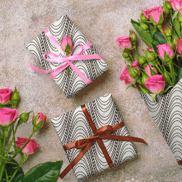 レトロブラック&ホワイトモイストライプレトリップ（幻覚体験）のような抽象芸術 ラッピングペーパー