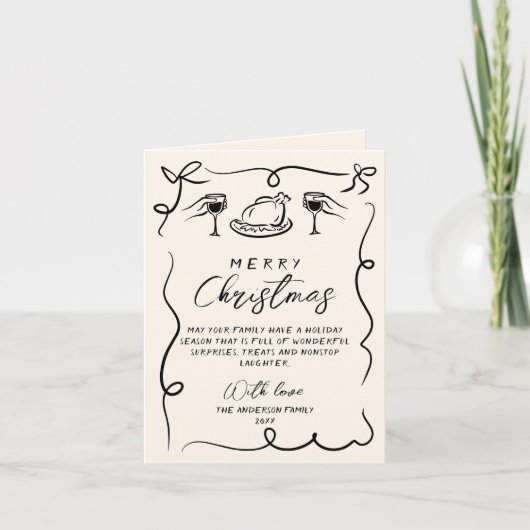 レトロブラック&ホワイト引き出しメリークリスマス シーズンカード (正面)