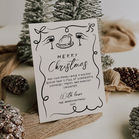 レトロブラック&ホワイト引き出しメリークリスマス シーズンカード