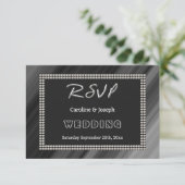 レトロブラック&ホワイト、パール結婚ズRSVP 出欠カード (スタンド正面)