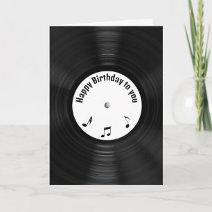 レトロブラックLPレコード誕生日 カード