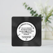 レトロブラックLPレコード70thバースデーパーティー 招待状 (スタンド正面)