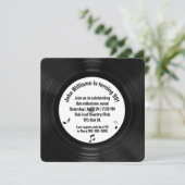 レトロブラックLPレコード90thバースデーパーティー 招待状 (スタンド正面)