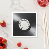 レトロブラックLPレコード スタンダードカクテルナプキン (インサイチュ)