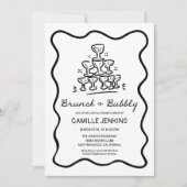 レトロブランチとバブリーのブライダルシャワーの招待 セーブザデート (正面)