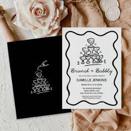 レトロブランチとバブリーのブライダルシャワーの招待 セーブザデート