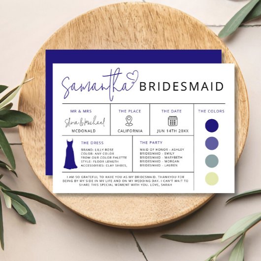 レトロブリーズメイド情報カード、ブライダルパーティガイド 招待状