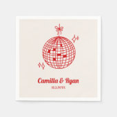 レトロブルゴーニュ&ベージュディスコ結婚のデコナプキンズ スタンダードカクテルナプキン (正面)