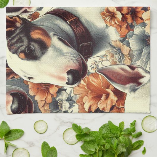 レトロブルテリアシームレ絵を描ームズ キッチンタオル (折り畳み)