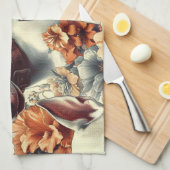 レトロブルテリアシームレ絵を描ームズ キッチンタオル (四つ折り)