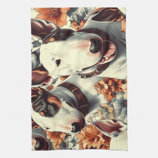 レトロブルテリアシームレ絵を描ームズ キッチンタオル (縦)