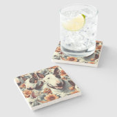 レトロブルテリアシームレ絵を描ームズ ストーンコースター (横)