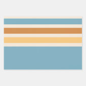 レトロブルーとオレンジブルーのヴィンテージ ラッピングペーパーシート (正面)