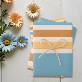 レトロブルーとオレンジブルーのヴィンテージ ラッピングペーパーシート