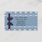 レトロブルーとホワイトダイヤモンドの名刺 名刺 (裏面)