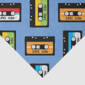 レトロブルーのカセットテープ柄誕生日 1980年代 ヴィンテージ 薄葉紙 (詳細)