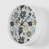 レトロブルーのパターン(の模様が)あるアウトライン 壁時計 (傾斜)