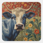 レトロブルーのヒマワリ園 スクエアシール (正面)