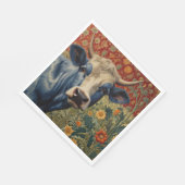 レトロブルーのヒマワリ園 スタンダードランチョンナプキン (角)