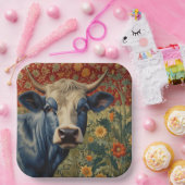 レトロブルーのヒマワリ園 ペーパープレート (パーティー)