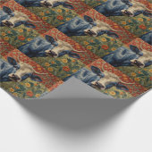 レトロブルーのヒマワリ園 ラッピングペーパー (角)