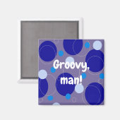 レトロブルーの円と楕円 ロイヤルペリウィンクルアクア マグネット (正面/裏面)