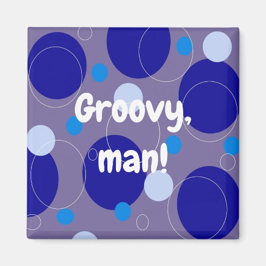 レトロブルーの円と楕円 ロイヤルペリウィンクルアクア マグネット (正面)