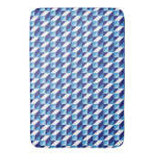 レトロブルーの幾何学三角抽象画 バスマット (正面縦)