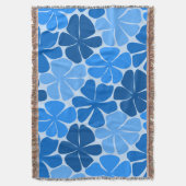レトロブルーの花 – チャームモダン・ミニマル抽象芸術 スローブランケット (正面縦)