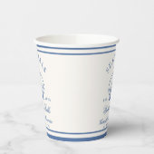 レトロブルーの貝殻とウェディングベルのバチェロレッテパーティー 紙コップ (左)