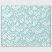 レトロブルーまたは任意のカラーテレフォンパターン ラッピングペーパー (フラット)