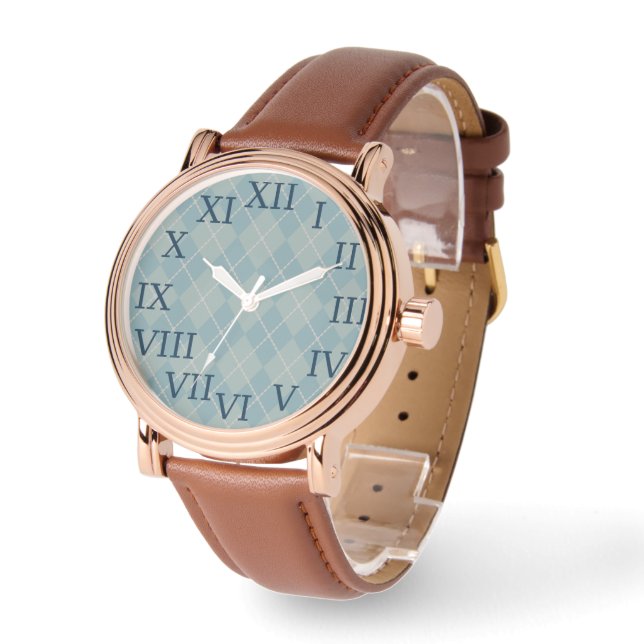 レトロブルーアーガイルウォッチ 腕時計 (傾斜)