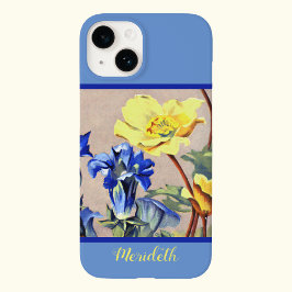 レトロブルーイエローアルパインゲンテンズボタニカルアート Case-Mate iPhone 14ケース