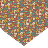 レトロブルーイエローブラウンJavaコーヒー豆パターン ショートテーブルランナー (コーナー)