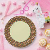 レトロブルーイエローブラウンJavaコーヒー豆パターン ペーパープレート (パーティー)