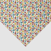 レトロブルーイエローブラウンJavaコーヒー豆パターン 薄葉紙 (詳細)