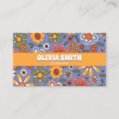 レトロブルーイエローボホーグルーヴィーフローラ70sトレンディー 名刺 (正面)