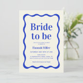 レトロブルーウェーブカラフル ブライドトゥビー ブライズシャワー 招待状 (スタンド正面)