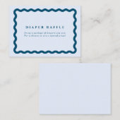 レトロブルーウェーブフレームベビーシャワーおむつラッフル エンクロージャーカード (正面/裏面)