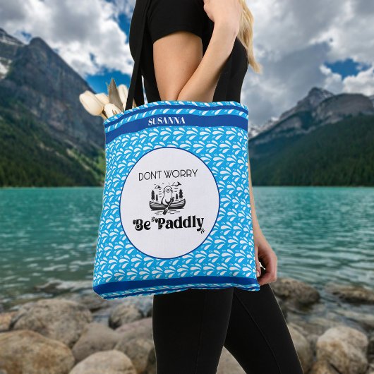 レトロブルーウォーターパターンカヌートターパーソナライズされた トートバッグ