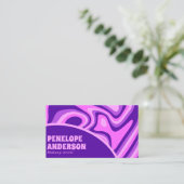 レトロブルーエレガントピンク抽象芸術ボホグルーヴィシック 名刺 (スタンド正面)