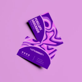 レトロブルーエレガントピンク抽象芸術ボホグルーヴィシック 名刺