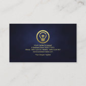 レトロブルーカラムフェイク金ゴールド電球電気技師 名刺 (裏面)