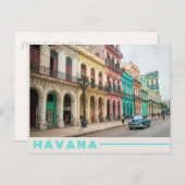 レトロブルーカーinハバナ，キューバカラフル写真 ポストカード (正面/裏面)