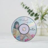 レトロブルーガールズミュージックCD 誕生日 招待状 (スタンド正面)