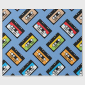 レトロブルーギークおたく誕生日1980sヴィンテージ ラッピングペーパー (フラット)