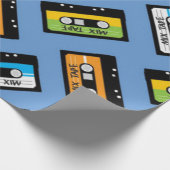 レトロブルーギークおたく誕生日1980sヴィンテージ ラッピングペーパー (角)