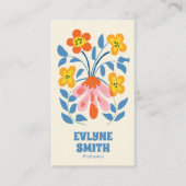 レトロブルーグカラフルロヴィフローラボーホブライトはっきりした 名刺 (正面)